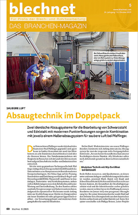 Absaugtechnik im Doppelpack Blechnet Bericht Absaugtechnik im Doppelpack Blechnet Bericht