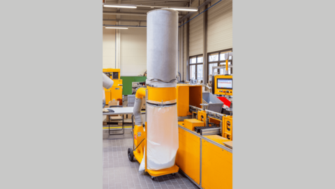 ESTA extraction fan with dust filter bag in practice