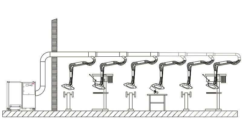 Mehrplatzabsaugung DUSTOMAT DRY von ESTA