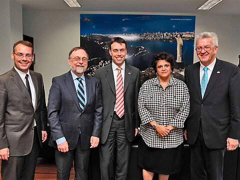 Peter Friedrich, Dr. Peter Kulitz, Nils Schmid, Izabella Teixeira and Winfried Kretschmann.