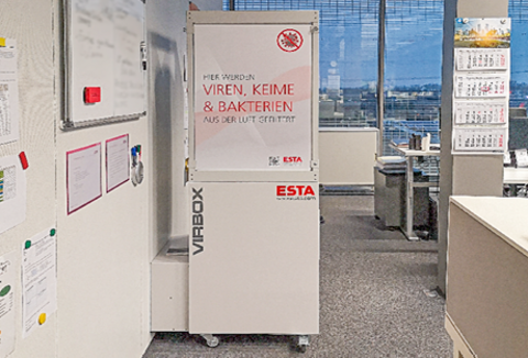 Luftreiniger VirBox in Großraumbüro Luftreiniger VirBox in Großraumbüro