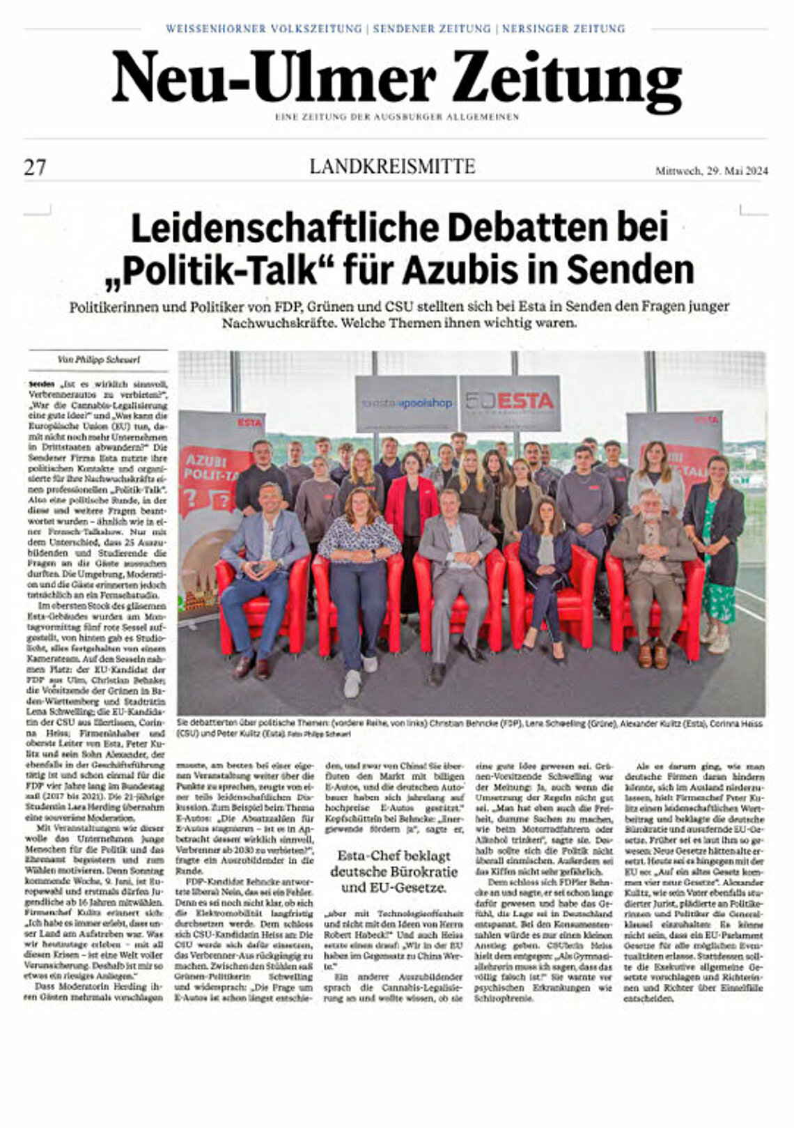 Leidenschaftliche Debatten bei Politik-Talk für Azubis in Senden