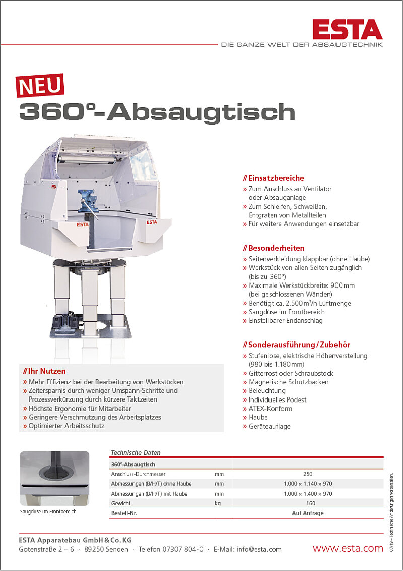 FLYER 360°-ABSAUGTISCH.