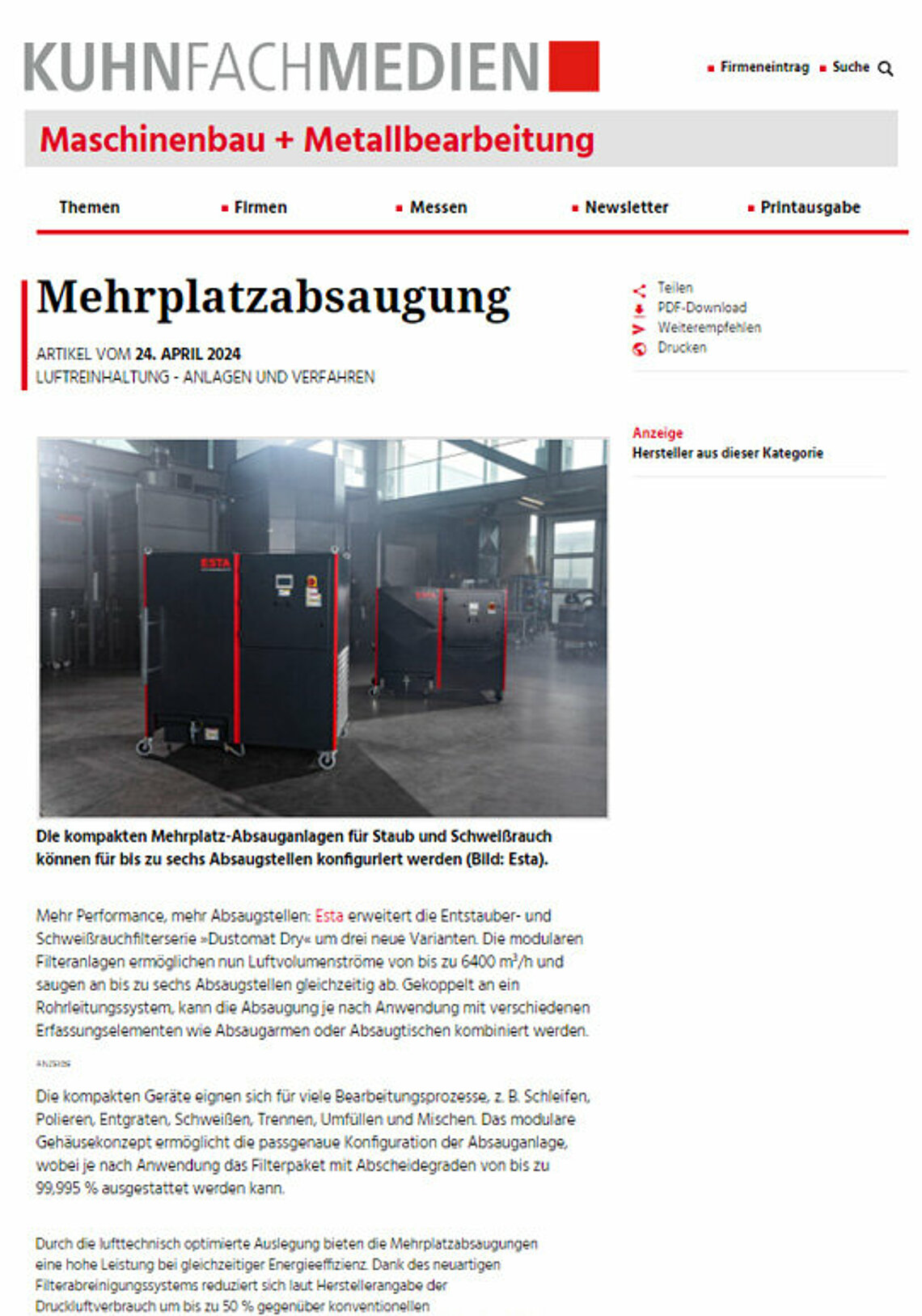 Weg mit Schweißrauch und Staub