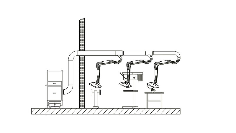 Mehrplatzabsaugung DUSTOMAT DRY von ESTA
