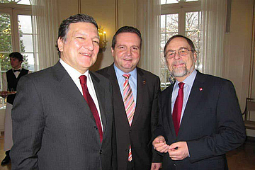 José Manuel Barroso, Stefan Mappus und Dr. Peter Kulitz in der Villa Reitzenstein.