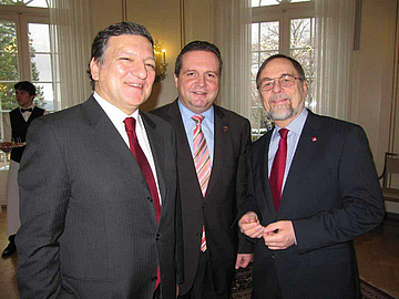 José Manuel Barroso, Stefan Mappus and Dr. Peter Kulitz in the Villa Reitzenstein.