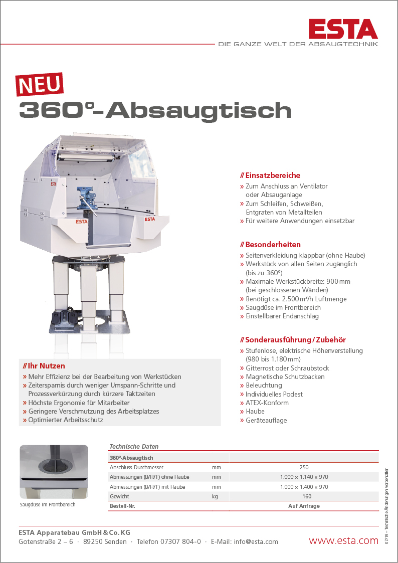 FLYER 360°-ABSAUGTISCH.
