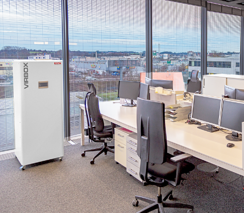 ESTA Luftreiniger VirBox in Bürogebäude ESTA Luftreiniger VirBox in Bürogebäude