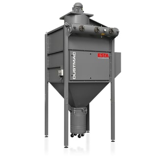 Cartridge filter systems for extraction of dry, granulated and non-explosive dusts.