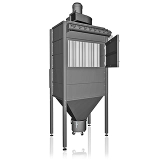 Stationärer Entstauber zur Absaugung von langfasrigen und klebrigen Säuben