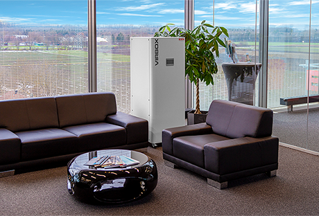 VirBox air purifier in a lounge area VirBox air purifier in a lounge area