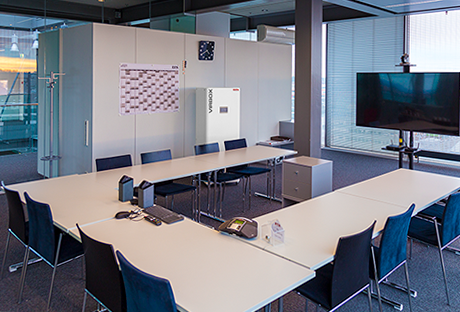 The VirBox air purifier from ESTA in a meeting room The VirBox air purifier from ESTA in a meeting room