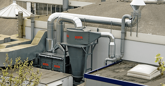 Pre-separator for coarse particles and sparks by ESTA Pre-separator for coarse particles and sparks by ESTA