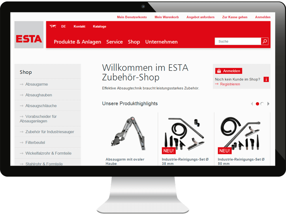Der Online-Shop von ESTA. Der Online-Shop von ESTA.