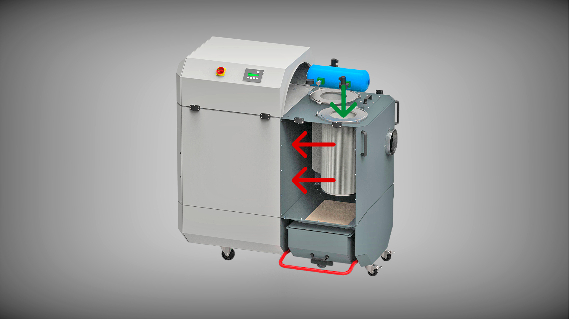Jet-Pulse Filterabreinigung des DUSTOMAT 4. Jet-Pulse Filterabreinigung des DUSTOMAT 4.